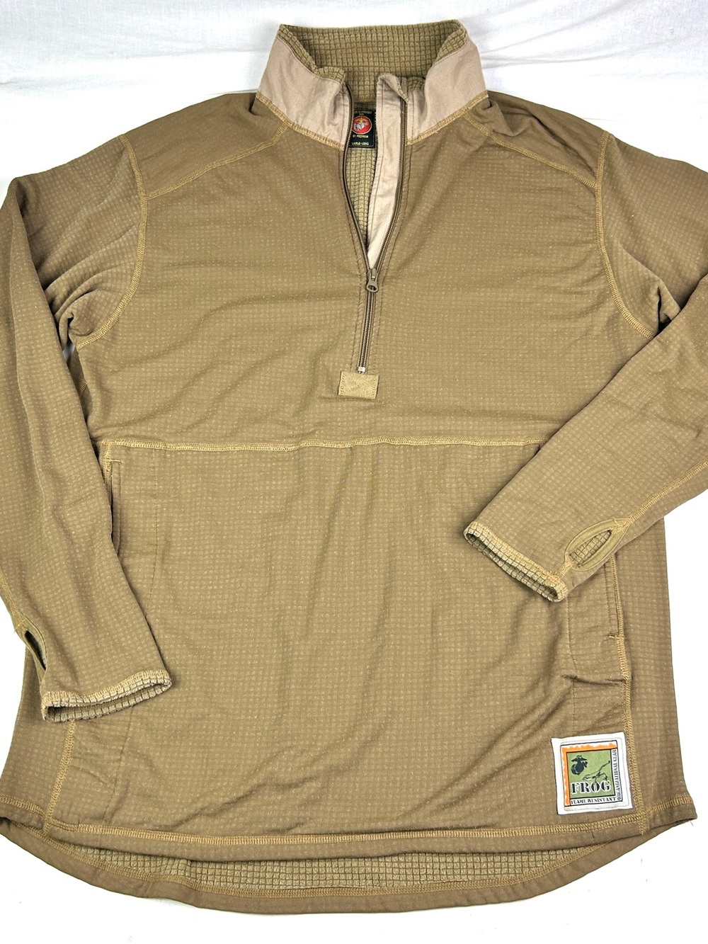 Peckham FROG Polartec Pullover Mens Large Lng Brown 1/4 Zip USMC Flame Resistant